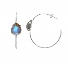 Labradorite 14x12mm Pear Hoop gemstone earring 